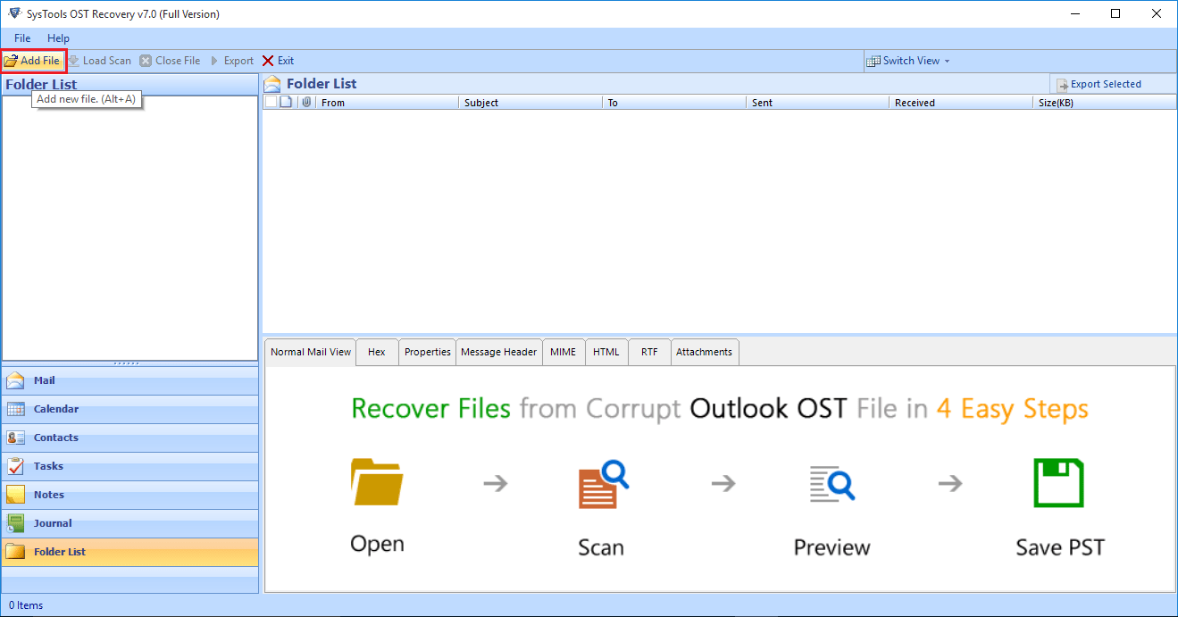 Home Screen - OST to PST Converter Software